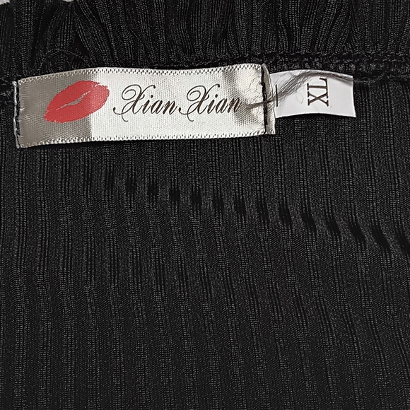 Womens black zippered corset casual top Gothic style sexy lace up ribbed top Xl - Picture 4 of 7